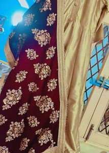 Anarkali gawn with velvet shawl