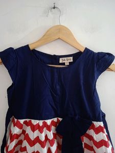 White, Blue &amp; Red Girls Frock (Kids)