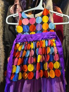 Vibrant Polka Dot Dress with Purple Accents