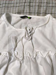 White Puff Sleeve Tiered Tunic Top