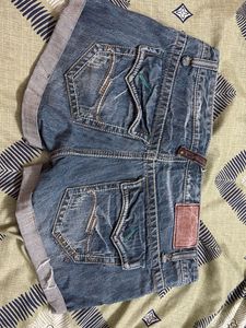 Distressed Blue Denim Shorts