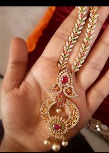 Exquisite CZ Kundan &amp; Pearl Necklace Set