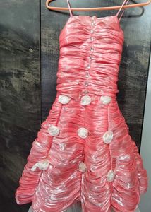 Stunning Ruched Pink Ethnic Gown