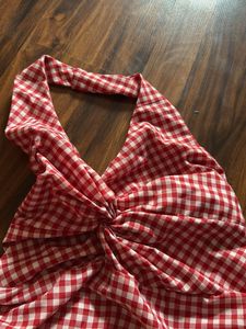 Red Gingham Halter Neck Dress