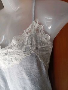 Grey Lace Trim Cami Top