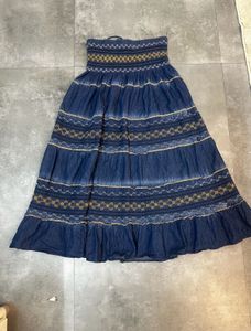 Boho Tiered Denim Maxi Skirt