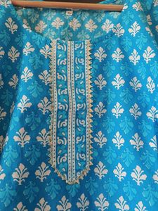 Blue Printed Cotton Kurta