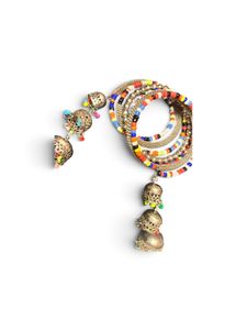 Boho Beaded Bangles with Jhumka Charms