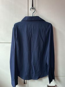 Elegant Navy Blue Ruffled Blouse