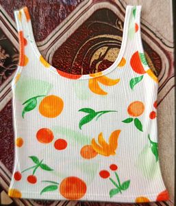 Cute Fruit Print Ribbed Tank Top