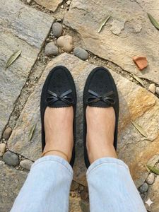 Black Bow Detail Loafers