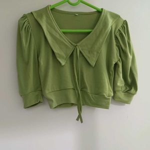 Lime Green Collared Sweatshirt