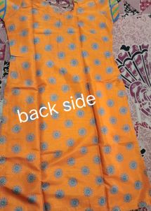Orange Kurta Set with Blue Dupatta
