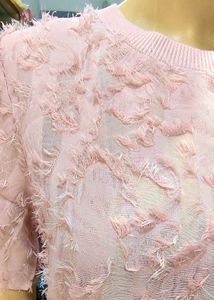 Peach Textured Short Sleeve Top