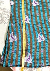 🇬🇧Teal and Gold Striped Kurti with Paisley Print