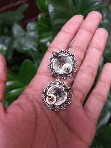 Boho Silver Oxidized Statement earring and ring