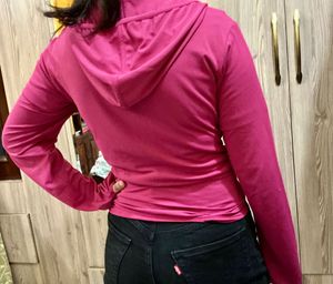 Vibrant Pink Zip-Up Hoodie