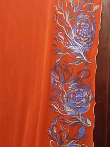 🍒 Red Dupatta with Floral Print