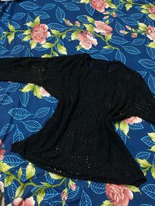 Black Crocheted Lightweight Top