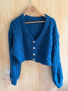 Shein Cable Knit Crop Cardigan