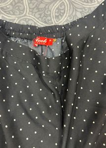 Stylish Black Polka Dot Top and Bottom Set