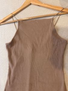 Ribbed Knit Square Neck Mini Dress