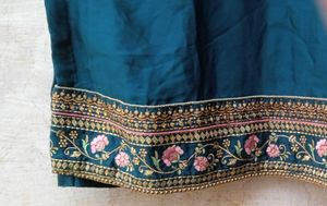 Royal Teal Green Kurta Pant Set | Gold Embroidery