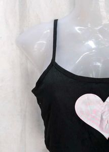 Cute Black Heart Crop Top