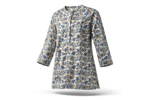 Traditional Boho-floral print long-sleeved sh