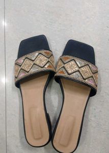 Embroidered Flat Sandals