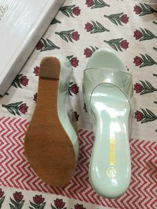 Mint Green Clear Strap Flats