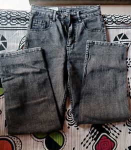 Gray Wash Wide Leg Jeans