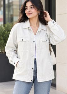 ZARA White shacket utility  Jacket