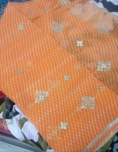 Beautiful Orange Lahariya Saree