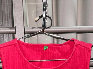 Vibrant Red Ribbed Tank Top