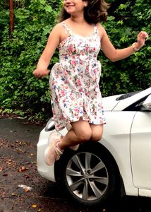 No Flaws Floral White A Line Cute Dress