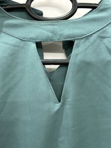 Sage Green Accordion Pleated Sleeve Blou