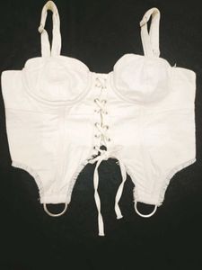 Cream Lace-Up Corset Top
