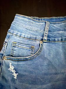 Distressed High-Waisted Denim Shorts