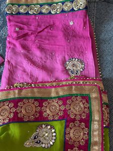 Vibrant Saree with Embellishments