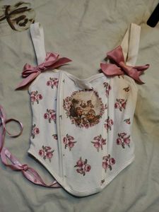 Vintage Floral Corset Top With Bows
