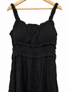 Black Ruffled Spaghetti Strap Dress