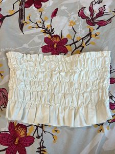 White Ruched Tube Top