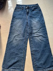 Wide Leg Blue Denim Jeans