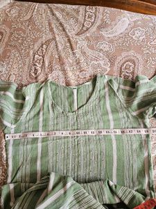 Green Striped Cotton Kurta