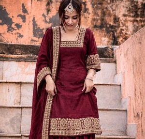Maroon garara suit without dupatta