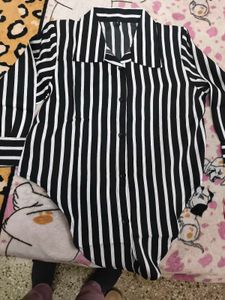 Striped Button-Down Shirt Crop in 36 bust