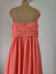 Elegant Coral One-Shoulder Maxi Dress