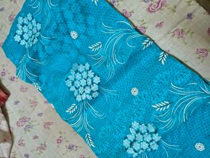 Beautiful Blue Floral Print Saree