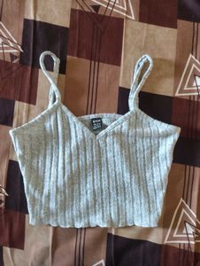 Gray Ribbed Tank Top